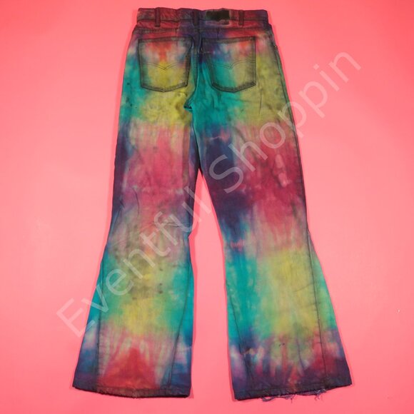 Vintage Levis Mod Flare Jeans Mens 30 Tie Dye Well Worn Scovill 80s - Picture 3 of 15